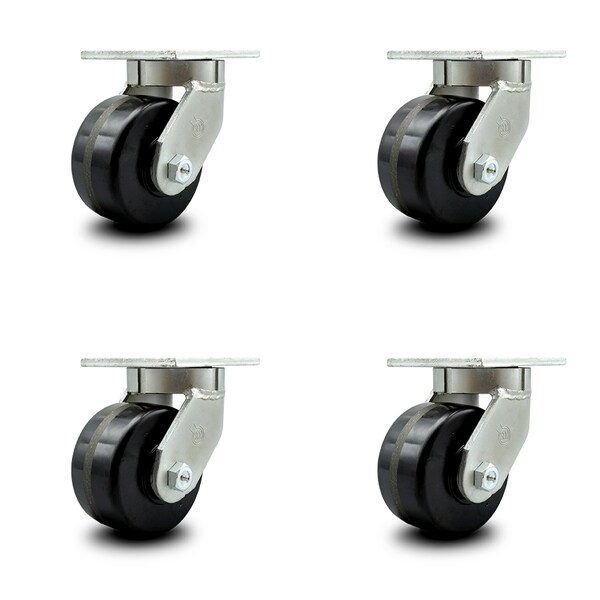 Service Caster 6 Inch Extra Heavy Duty Phenolic Wheel Swivel Top Plate Caster SCC, 4PK SCC-KP92S630-PHR-4 - main